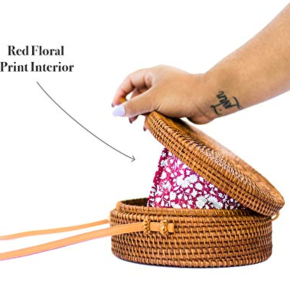 ATTA WOVEN ROUND CROSSBODY BAG REAL LEATHER - Picture 4 of 7